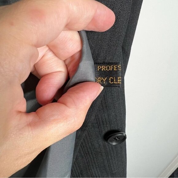 Oleg Cassini Mens Size 46L Black Double Breasted Blazer Sport Coat Suit Jacket - Picture 9 of 10